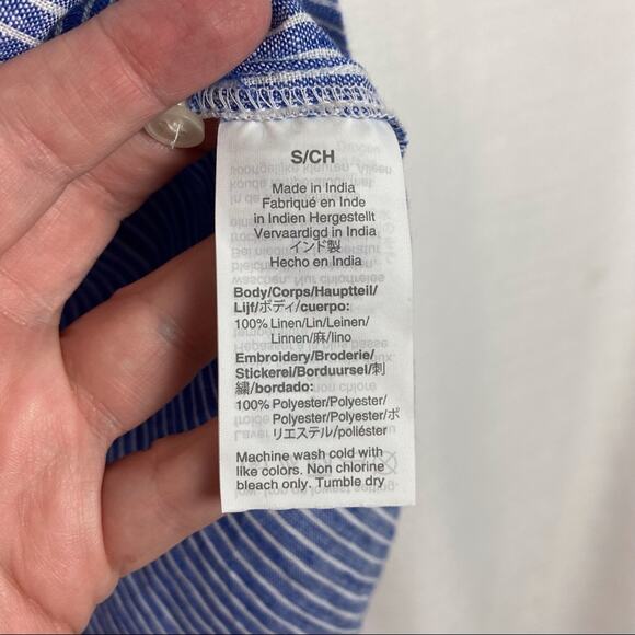 J.Crew Blue&Yellow Linen Tunic Top Blouse Sz.S NWT - Picture 9 of 11